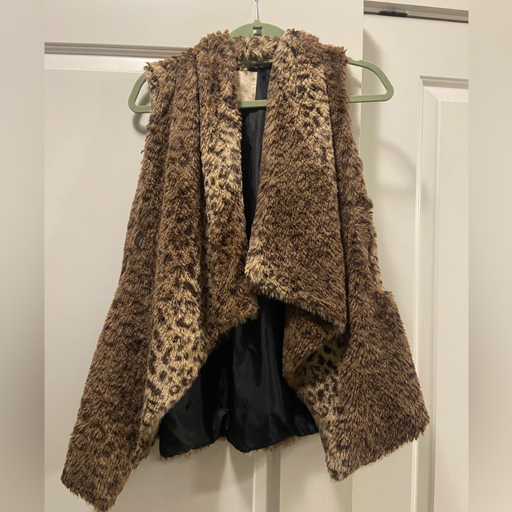 Altar'd State Faux Fur Vest with Animal Print
